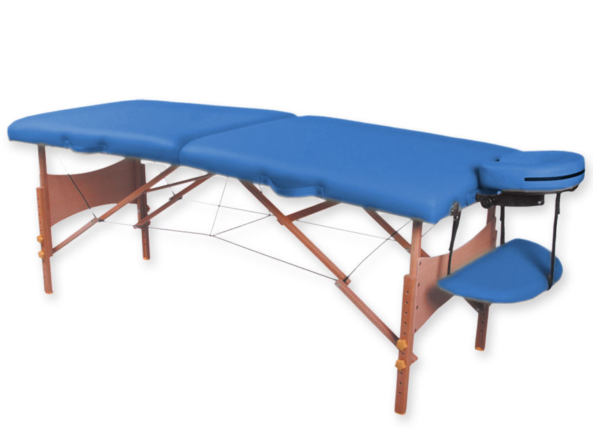 Masāžas galdi, 2-Section WOODEN MASSAGE TABLE - blue