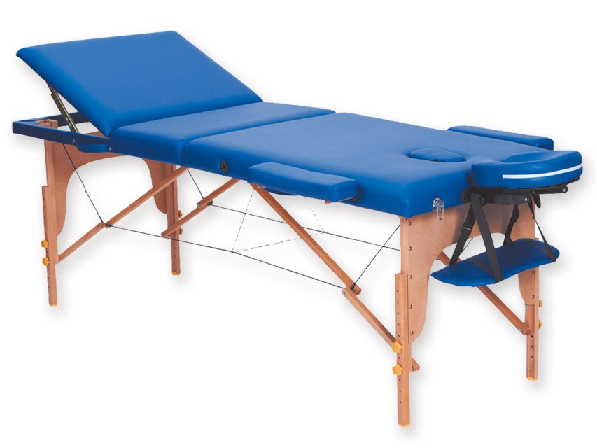 Masāžas galdi, 3-Section WOODEN MASSAGE TABLE - blue