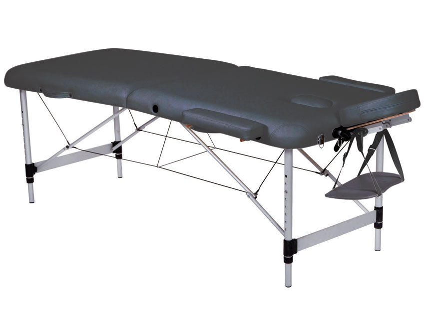 Masāžas galdi, 2-Section ALUMINIUM MASSAGE TABLE - black