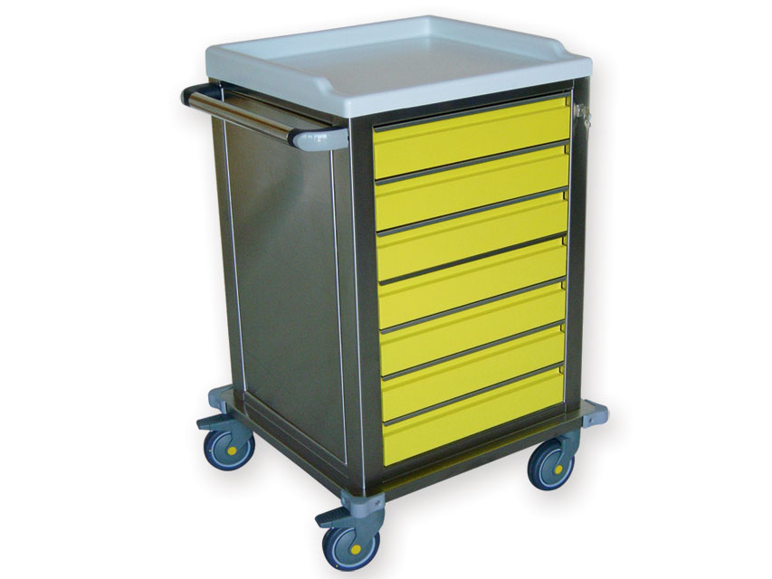 Ratiņi (galdiņi uz riteņiem), Modular TROLLEY stainless steel with 7 small drawers