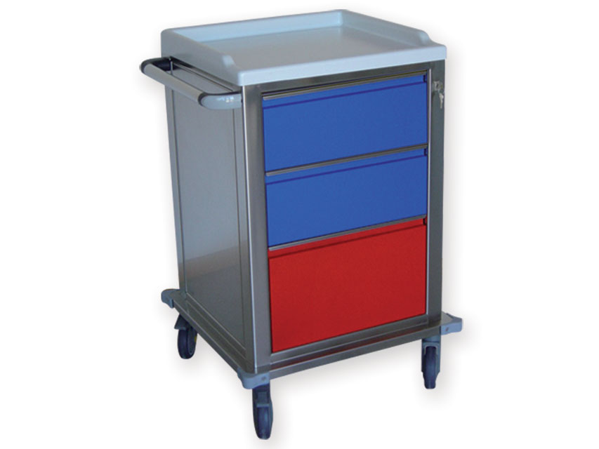 Ratiņi (galdiņi uz riteņiem), Modular TROLLEY stainless steel with 2 plus 1 drawers