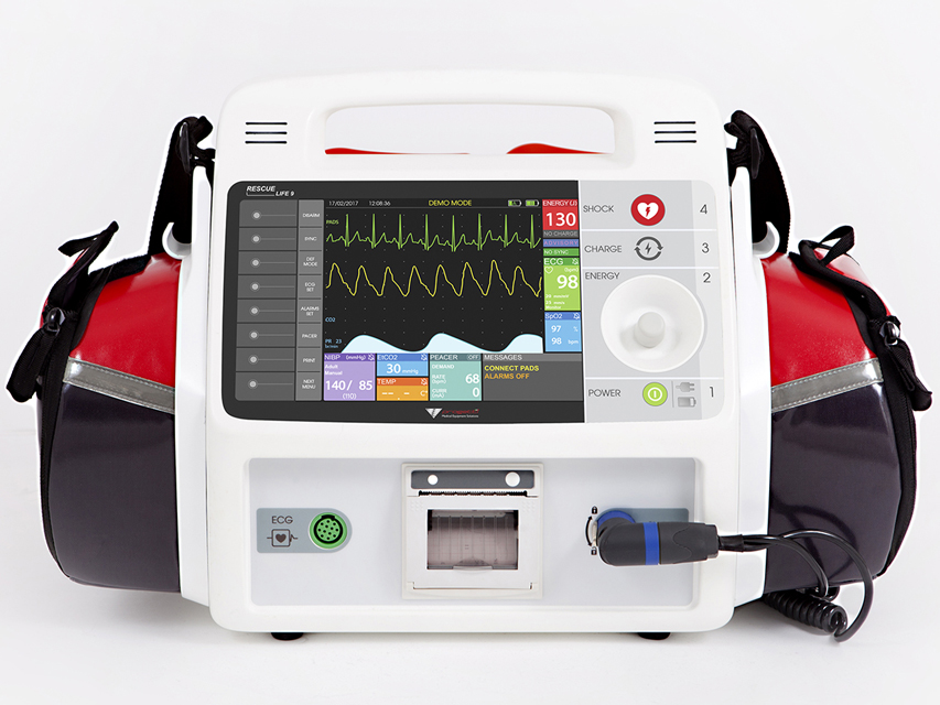 027P10 RESCUE LIFE 9 AED DEFIBRILLATOR with Temp - English