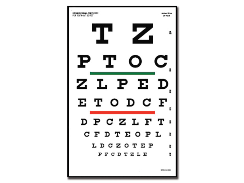 Redzes pārbaudes tabulas, 3 SNELLEN OPTOMETRIC CHART