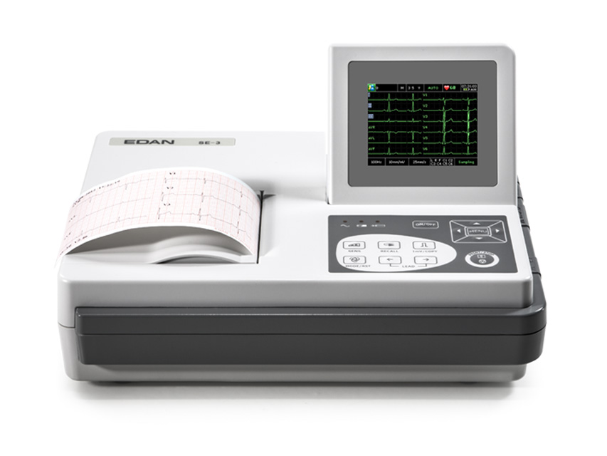 Elektrokardiogrāfi 1-3 kan, Trīs kanālu krāsu pārnēsājama EKG ar monitoru un interpretāciju