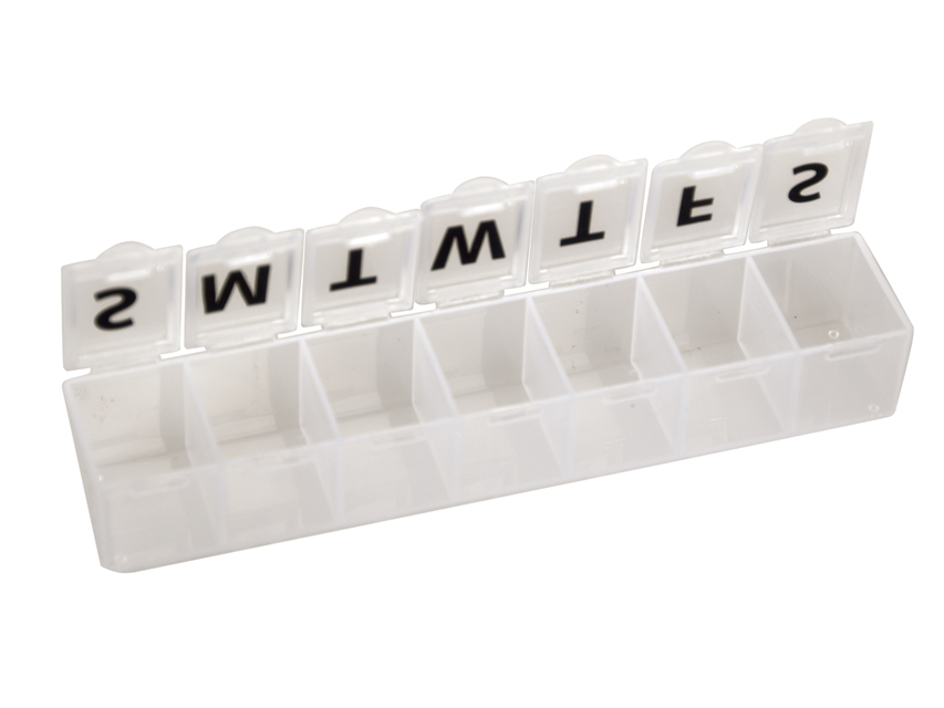 Tabletēm, 0 WEEKLY PILL BOX - white - blister - English