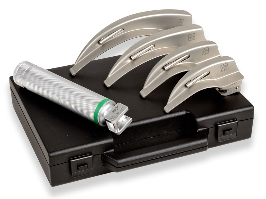 GIMA GREEN F.O.LED LARINGOSKOPA PIEAUGUŠO KOMPLEKTS AR 4 ASME