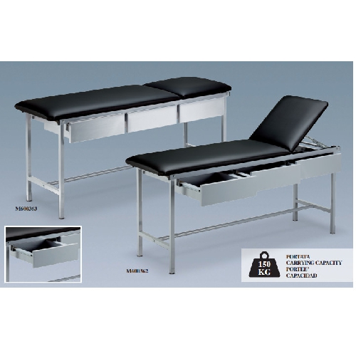 Izmeklēšanas kušete ar atvilktnēm - konstrukcija no nerūsējošā tērauda