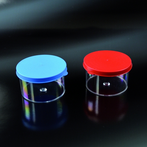 in ps vol. 60 ml. diam.60x34 mm. w_red pressure cap. bags of 100 pcs - sterile400pcs