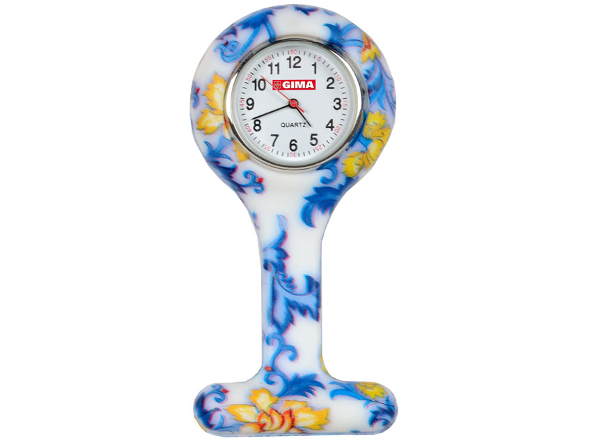 Pulkstenis silikona korpusā.Puķu zīmējums