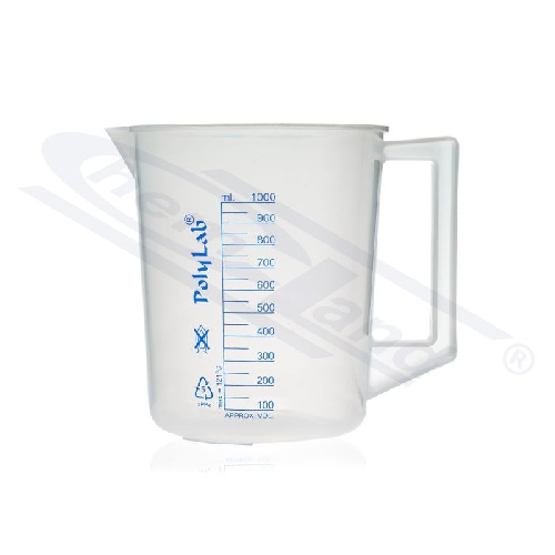 1L graduēta plastmasas krūze ar rokturi