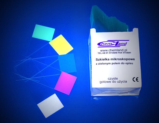 mikroskopa priekšmetstikliņš 76x25x1mm zaļa apraksta zona slīpētas malas