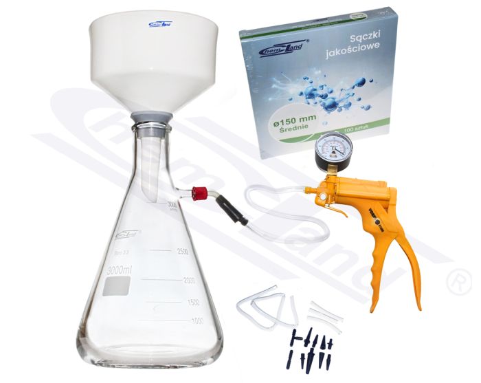 Buchnera vakuuma filtrēšanas komplekts, kolbas tilpums 03000ml, PP savienojums, vidējais 150 mm kvalitatīvs siets
