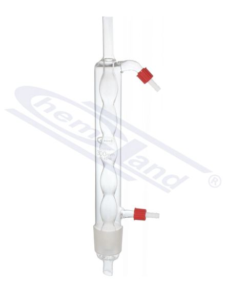 kondensators ar iekšējām spuldzēm Soksleta aparātam 100 ml ar PP savienotāju NS 45/40, efektīvais garums 300 mm