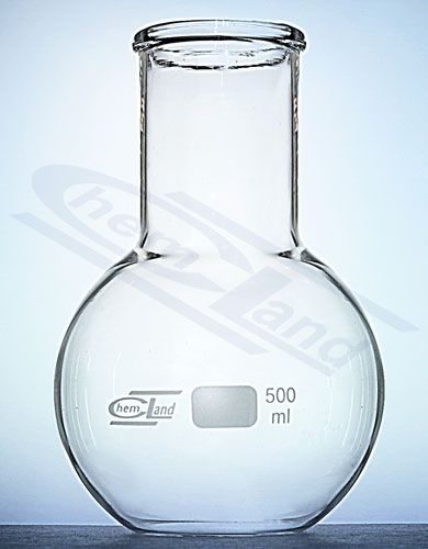 Kolba ar plakanu dibenu un platu kaklu 00100ml CHEMLAND