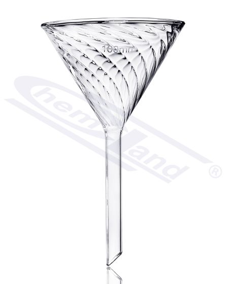 laboratorijas piltuve stikla dim. 070 mm ātrai filtrēšanai ar rievām CHEMLAND