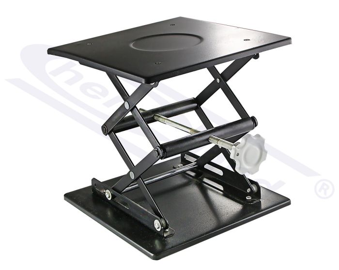 Laboratorijas domkrats no nerūsējošā tērauda, melni krāsots 200x200 H 275,
