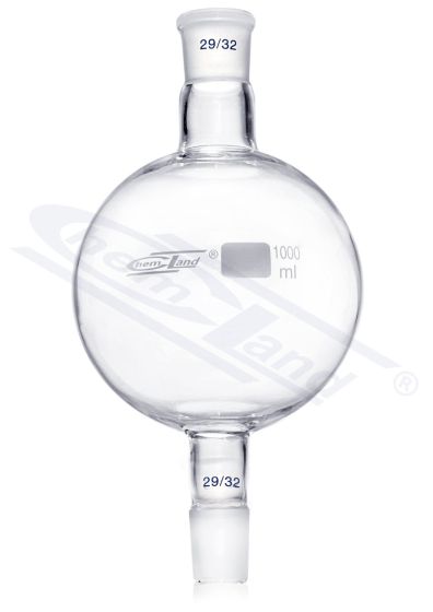 sfēriska kolba 01000ml 2x 29/32 - rezervuārs hromatogrāfijas kolonnām