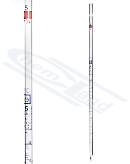 graduēta pipete CZECH 005 (0,05) klase AS partijas Nr. zila skala