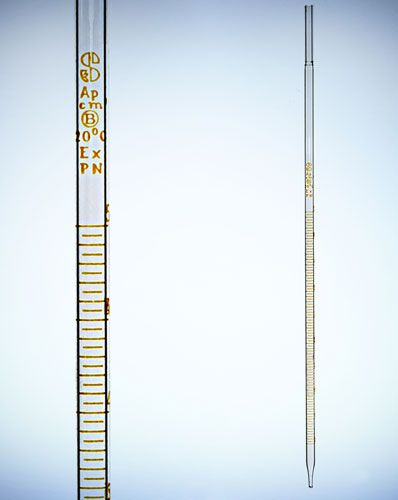mērīšanas pipete brūna, ar iedalījumu cl.B 0,2ml 0 CHEMLAND