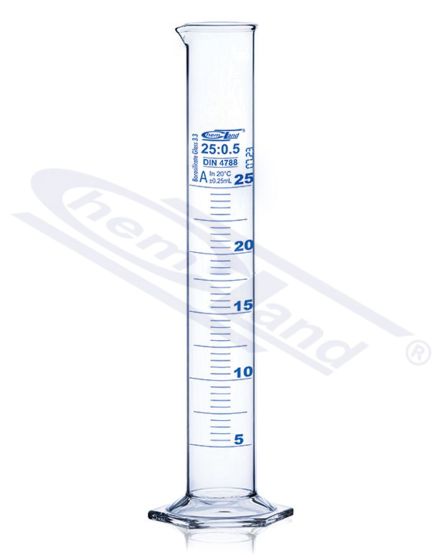 CHEMLAND mērcilindrs NEW LINE Kl A sk. ZILS SERTIFIKĀTS 0050ml st.stikls