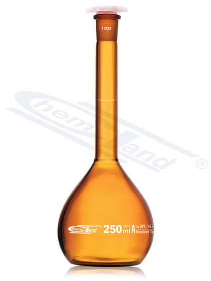 konusveida kolba CHEMLAND NEW LINE ar CERT. dzintara kl.A 00250ml ligzda 14/23