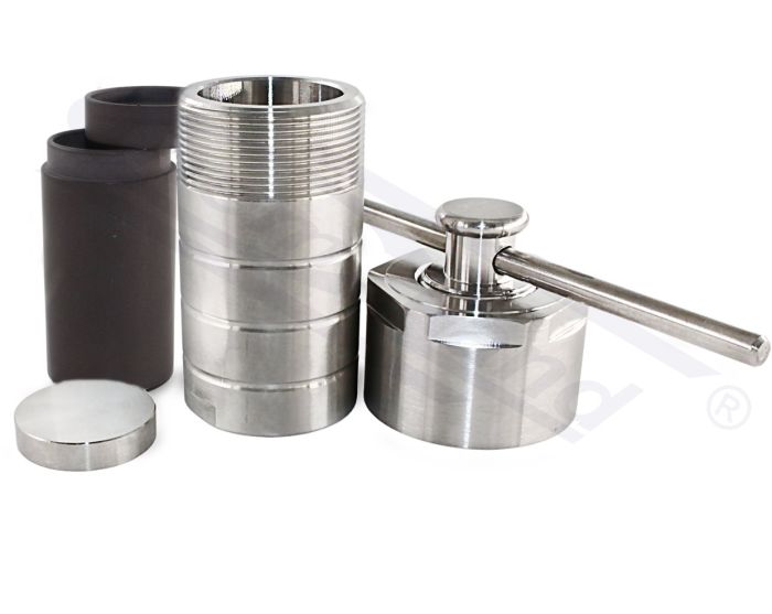 hidrotermiskās sintēzes reaktors 0150 ml, nerūsējošais tērauds SS304 ar PPL oderējumu līdz 280oC, darba spiediens ≤3 Mpa